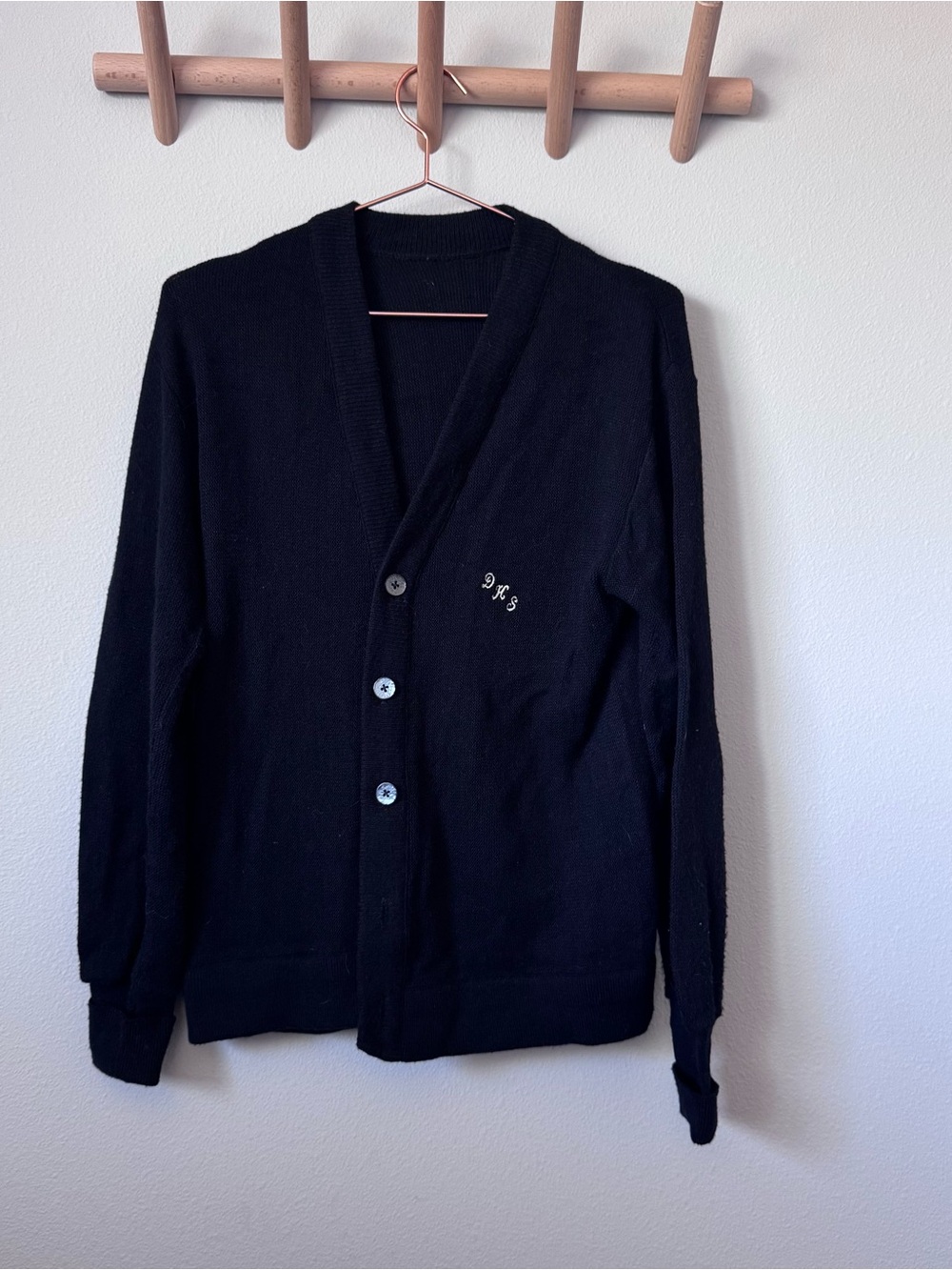 Vintage Black Button V-Neck Cardigan Sweater